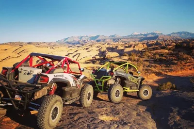 Feel the rush driving your own utv on moab’s hell’s revenge & fins n’ things trails, with headset guidance, safety gear, and local snacks. includes vehicle reservation.