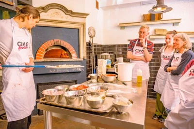 Make pizza from scratch, churn real gelato, and sip unlimited chianti in a florence pizzeria. includes hands-on class, chef guidance, and lunch with wine.