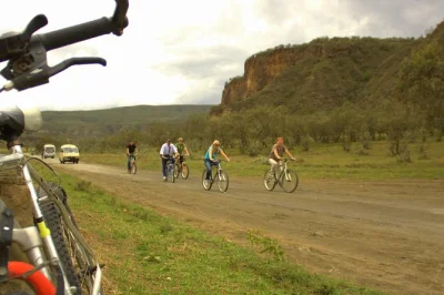 Start your day from nairobi with a bike ride through hell's gate, walk the gorges, and finish with a boat trip on lake naivasha. includes pickup and flexible pace.