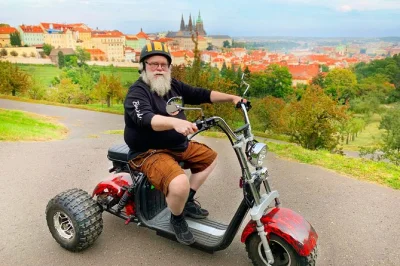 Feel the buzz of prague on an electric trike city tour with castle panoramas, john lennon wall stop, and live guide. includes helmets, training, and photo stops.