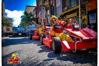 Feel the rush of driving a street go-kart through naha in okinawa, dressed as your favorite character. includes guide, costume rental, and easy booking.