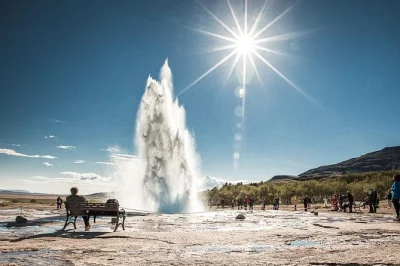 Feel the spray at gullfoss, watch strokkur erupt, and walk ancient thingvellir with a local guide. includes reykjavik pickup and kerid volcanic crater stop.