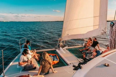 Watch the sky change over cocoa beach on a sunset catamaran sail, spot dolphins and manatees, and relax with drinks included—plus easy boarding and local guides.