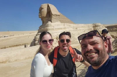 Feel the ancient stones of giza under your hands, ride camels by the pyramids, go inside a real pyramid, and share lunch with a local guide. includes pickup.