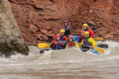 Feel the thrill of family rafting in north iceland’s volcanic canyon, sip hot cocoa from a geothermal spring, and enjoy warm drysuits with expert guides—includes river transfers.