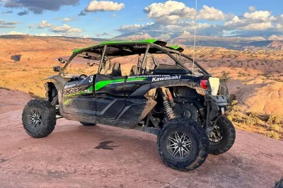 Feel the thrill of moab’s hell’s revenge trail on a u-drive utv tour, tackling steep slickrock with a local guide. includes bottled water & all safety support.