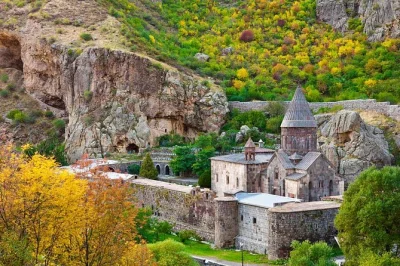 Feel the cool stone at geghard monastery, taste fresh-baked lavash, and climb sevanavank for lake views. includes group transport, guide, and tasting.