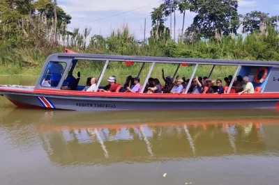 Start your journey from tortuguero to moin by boat, guided by a local captain. spot monkeys, crocodiles, toucans and more along the 86 km river route. includes boat transport.