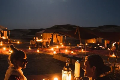 Feel the hush of the agafay desert at sunset, share a moroccan dinner in a nomad tent, and watch stars appear—includes hotel pickup and berber hospitality.