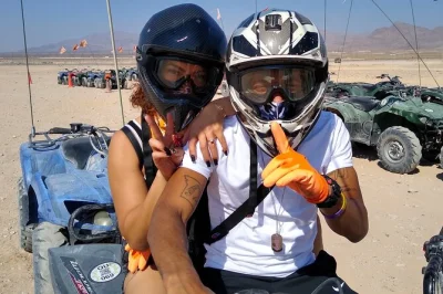Feel the rush of an atv ride in the las vegas sand dunes, with strip views, small groups, hotel pickup, and free photos—guided adventure from city to wild.