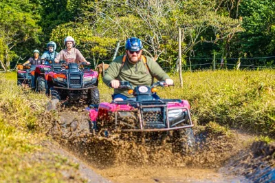 Feel the rush on muddy rainforest trails near la fortuna, spot watusi bulls, try a volcanic mud mask, and relax at a local ranch—includes pickup & snacks.