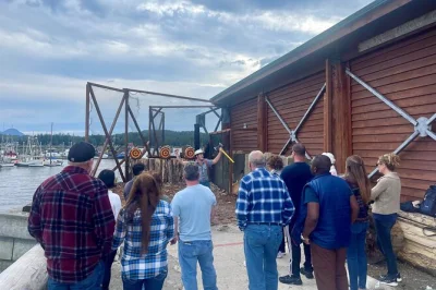 Feel the thrill in ketchikan with a live lumberjack show, hands-on axe throwing challenge, and stories from alaska’s logging past. includes guide and all equipment.