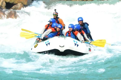 Feel the rush of rafting 26km down the ganga in rishikesh, with expert guides, gear, and snacks included. pickup, safety briefing, and fun rapids await.