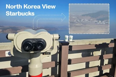 Feel the surreal at dmz’s starbucks, just 1.4km from north korea. cross the aegibong bridge, sip coffee with a rare view, and explore with local guide and pickup.