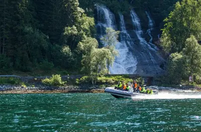 Olden RIB boat tour: Waterfalls from the water
