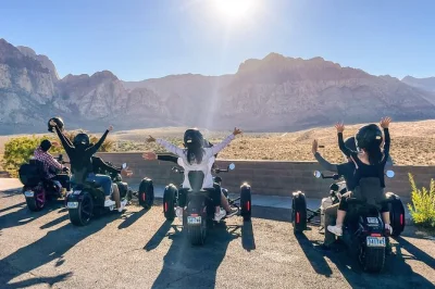 Feel the desert air riding a canam trike through red rock canyon, with music, curated stops, and a self-guided pace. includes helmets, maps, and bottled water.