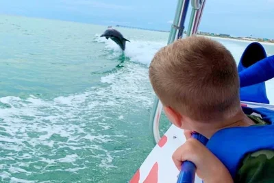 Feel the rush on a shaded speedboat dolphin cruise in destin harbor, with a fun local crew, marine life sightings, and space for just 14 guests—includes music.
