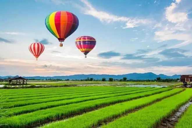 Chiang Rai Hot Air Balloon Flight: Golden Triangle from above