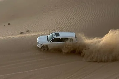 Abu dhabi wüstensafari am morgen mit dune bashing, kamelritt, sandboarding und arabischen erfrischungen. jetzt dein abenteuer buchen!