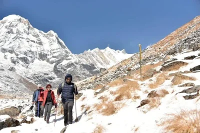 Join a 13-day annapurna base camp trek in nepal. hike through rhododendron forests, visit poon hill, and experience local culture with expert guides.