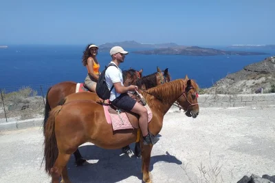 Ride through santorini’s vineyards and black sand to the caldera at sunset with a local guide. includes equipment and bottled water. book now for a real island experience.