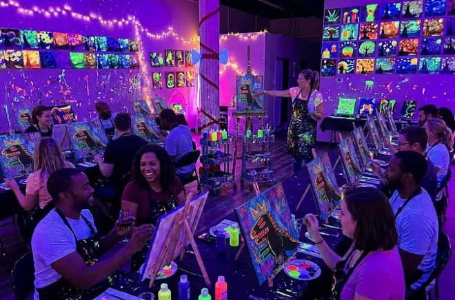 Neon Sip and Paint in Baltimore: Glow-in-the-Dark Art Class