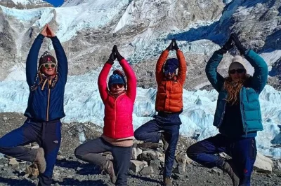 Experience the everest base camp yoga trek from kathmandu, blending daily yoga, sherpa culture, and himalayan trekking. includes guide and all fees.