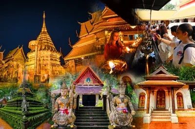 Erlebe die tempel doi suthep & wat pha lat in chiang mai bei dämmerung mit lokalem guide und hoteltransfer. jetzt buchen für einen entspannten abend.