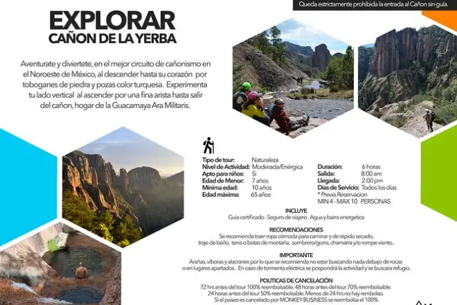Canyoning im La Yerba Canyon bei Durango: Steinschlitten & Pools