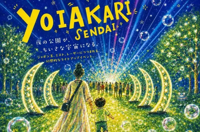 Yoiakari Sendai Night Park Entry: Lantern Walk Through Light