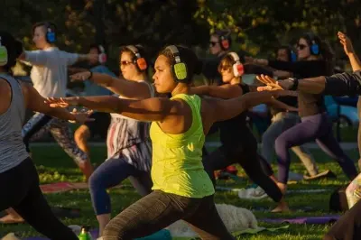 Lake Merritt Pergola Silent Disco Yoga with Headsets