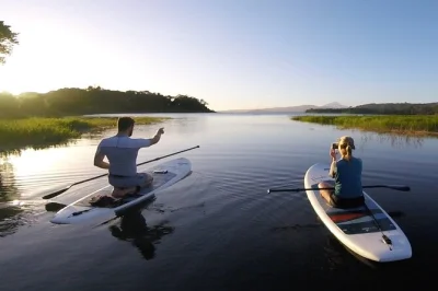 Explorez le lac arenal en paddle avec un guide local, découvrez des coins tranquilles de la jungle et savourez des fruits frais. matériel sup, photos et vidéo inclus.