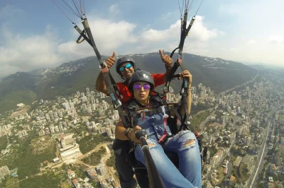 Soar above jounieh bay on a guided paragliding flight from harissa. includes certified instructor, all equipment, and easy access from central lebanon.