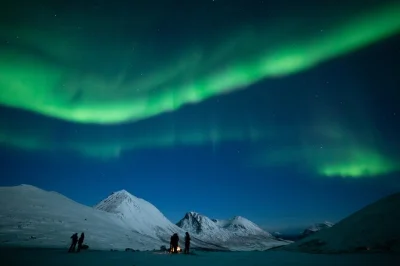 Desde tromso, persigue las auroras boreales con un guía local. incluye transporte en bus, bebidas calientes, fotos de retrato y recogida. reserva tu noche de auroras ahora.